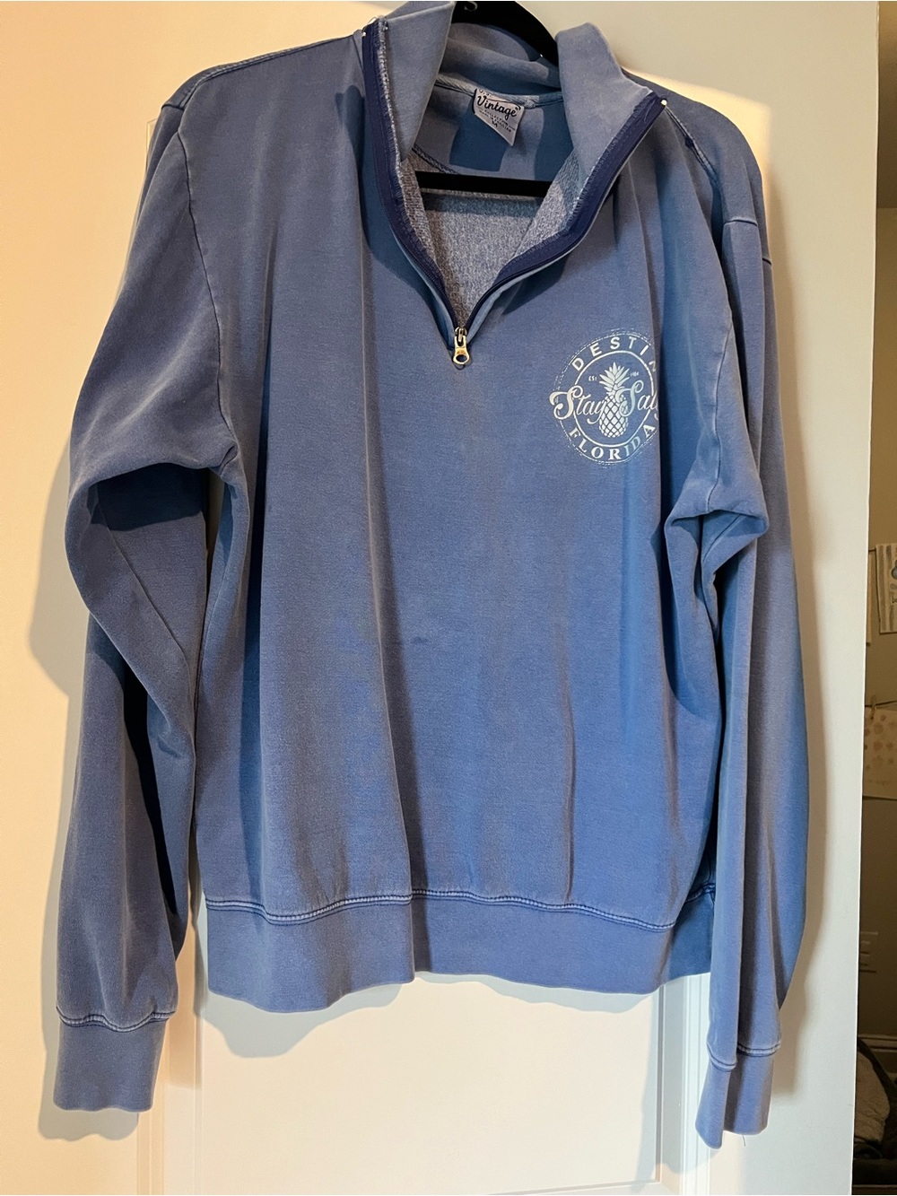 Vintage women’s Quarter-Zip Sweater - Slate Blue